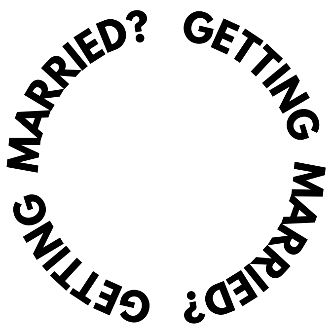 Getting married circular heading text