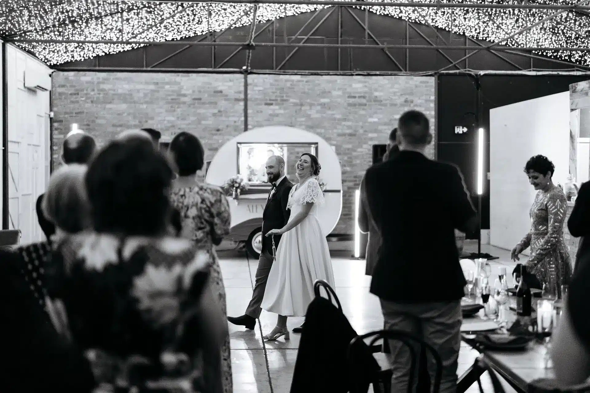 Wedding couple dances at reception