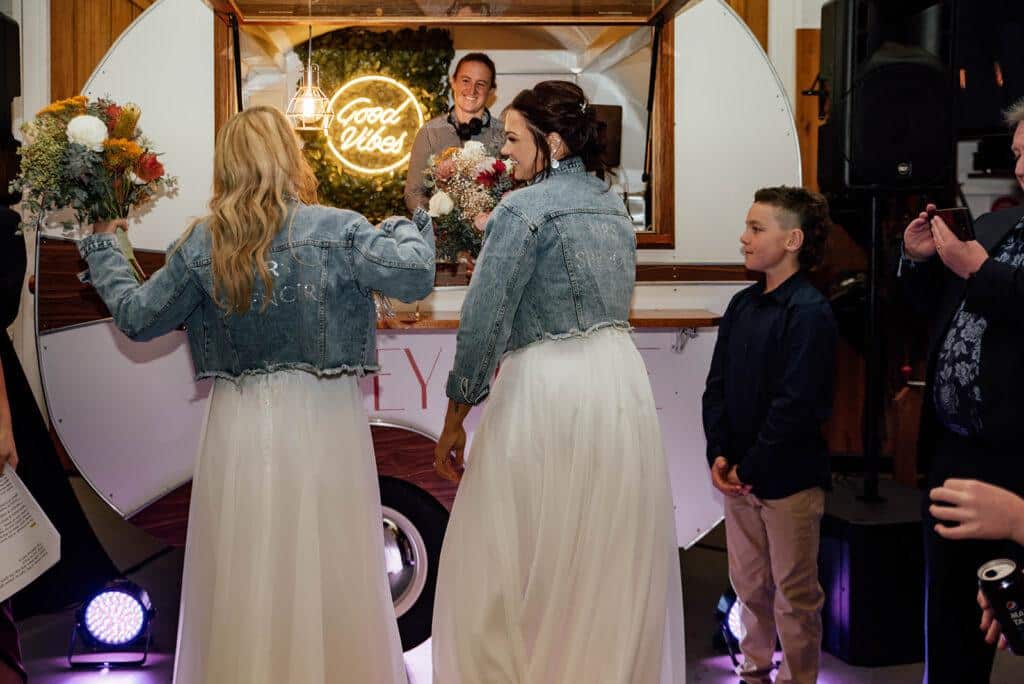 Wedding couple dancing happily