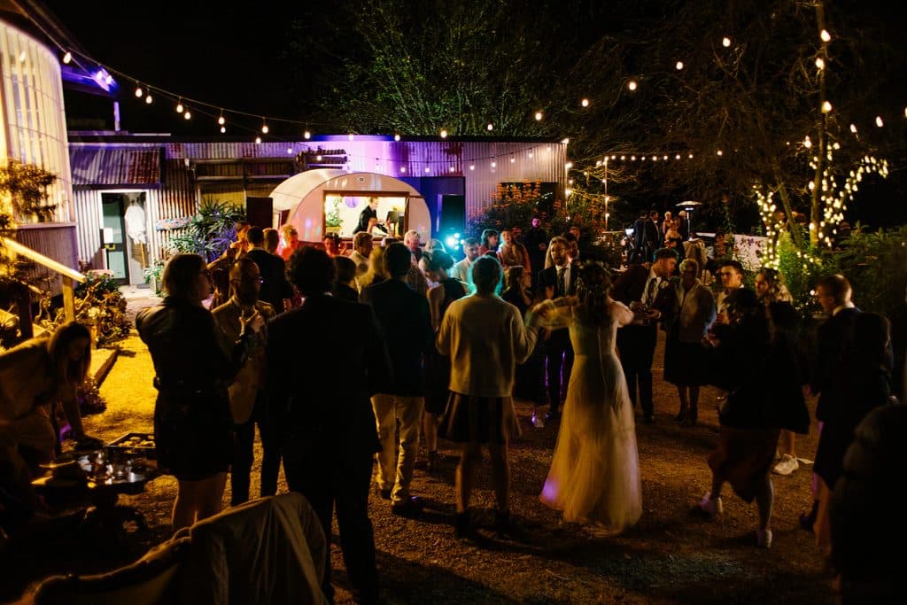Outdoor wedding party at night