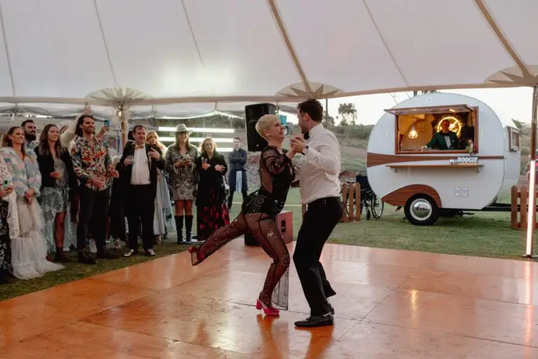 Couple dancing at outdoor event