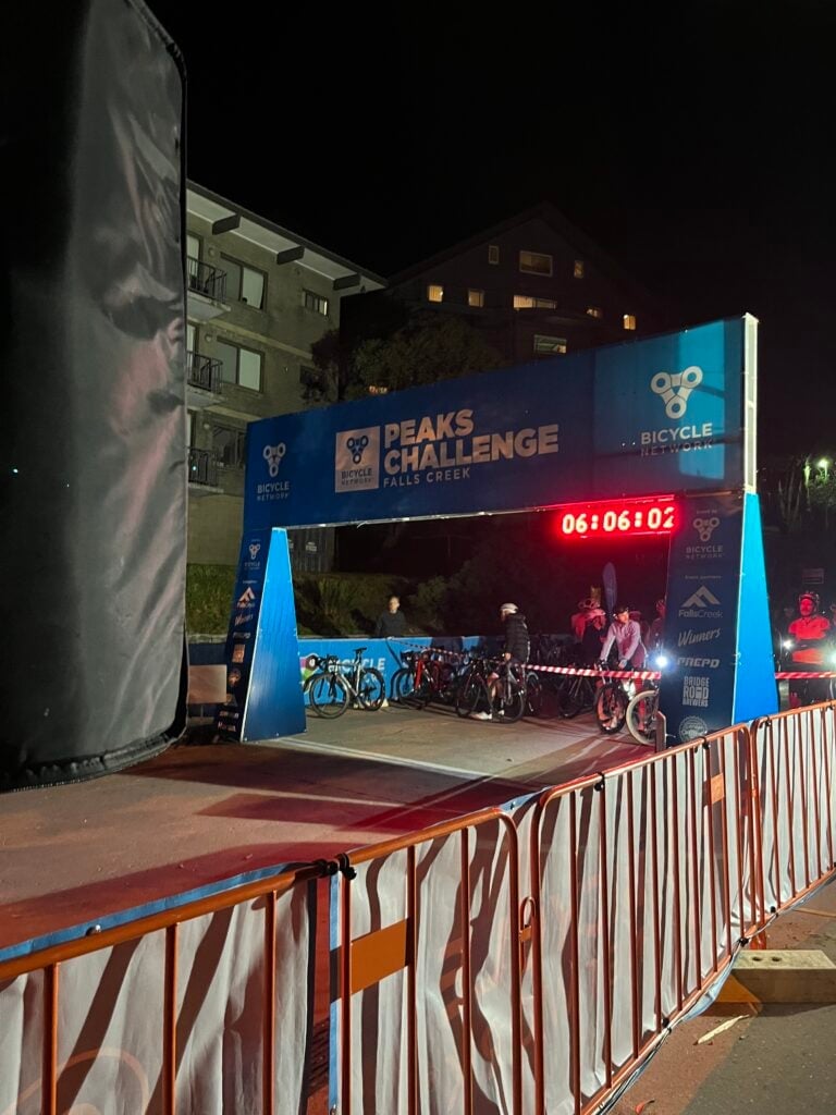 Finish line at bicycle challenge