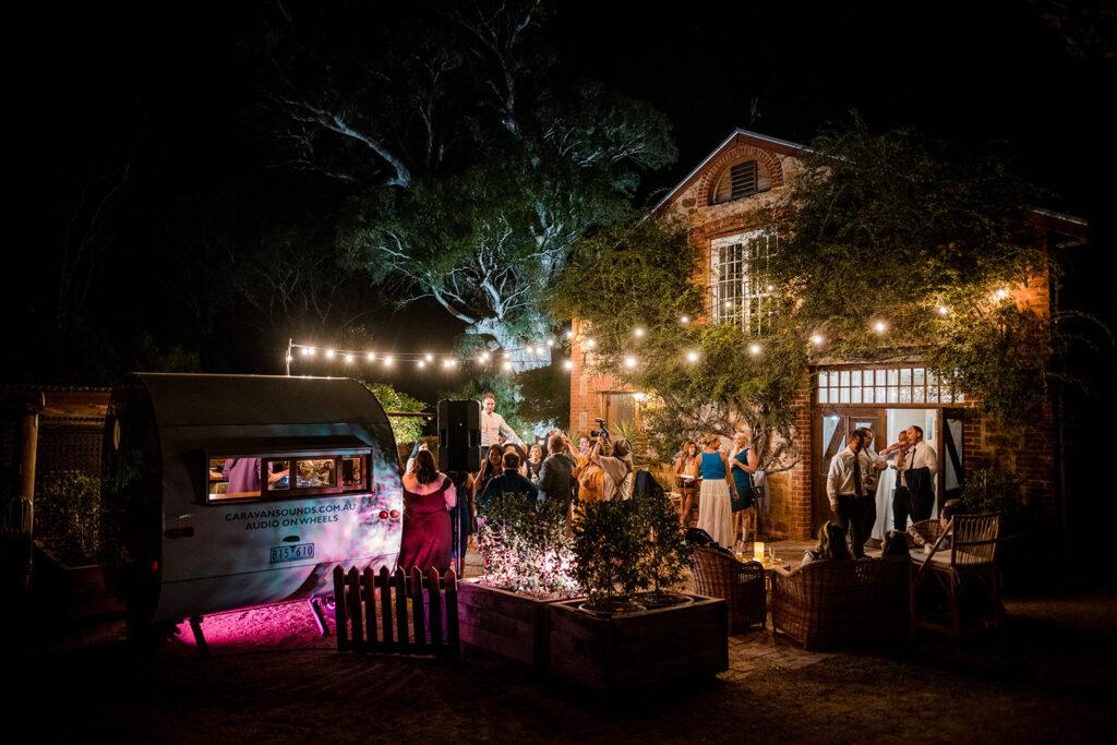 Wedding reception with food trailer