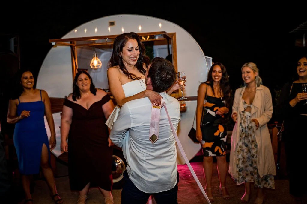 Couple dancing at reception
