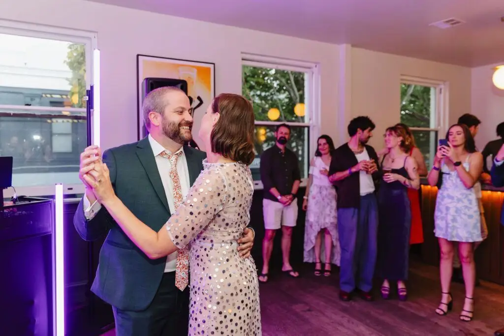 Couple dancing at party